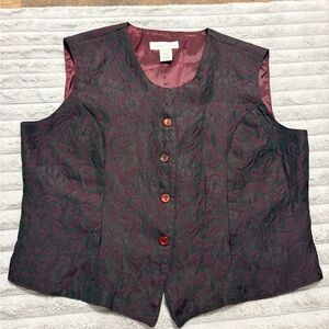 Casual Corner Paisley Jacquard Vest Top – Burgundy & Black – Women’s Size 12